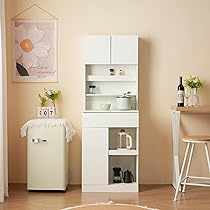 Amazon｜食器棚【幅59cm】キッチンボード レンジボード スリム